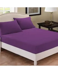 فيلدكريست طقم شرشف مطاط بتصميم سادة - 100% قطن - 220 خيط لكل انش مربع - بنفسجي داكن (متوفر بعدة مقاسات) متوفر في ذا سكاوت - عمّان، الأردن
