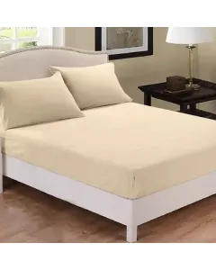 فيلدكريست طقم شرشف مطاط بتصميم سادة - 100% قطن - 220 خيط لكل انش مربع - أيفوري (متوفر بعدة مقاسات) متوفر في ذا سكاوت - عمّان، الأردن