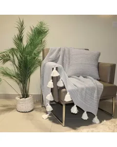نوفا هوم "Marled" ثرو محبوك يدوياً مع تسلز - 100% قطن - 130x160 سم - رمادي و بيج متوفر في ذا سكاوت - عمّان، الأردن