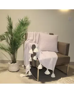 نوفا هوم "Marled" ثرو محبوك يدوياً مع تسلز - 100% قطن - 130x160 سم - زهري و بيج متوفر في ذا سكاوت - عمّان، الأردن
