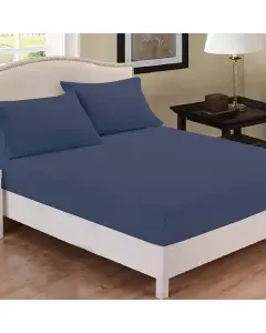 فيلدكريست طقم شرشف مطاط بتصميم سادة - 100% قطن - 220 خيط لكل انش مربع - كحلي (متوفر بعدة مقاسات) متوفر في ذا سكاوت - عمّان، الأردن