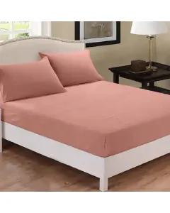 فيلدكريست طقم شرشف مطاط بتصميم سادة - 100% قطن - 220 خيط لكل انش مربع - كوين\مفرد ونص - 3 قطعة - وردي داكن متوفر في ذا سكاوت - عمّان، الأردن