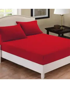 فيلدكريست طقم شرشف مطاط بتصميم سادة - 100% قطن - 220 خيط لكل انش مربع - أحمر (متوفر بعدة مقاسات) متوفر في ذا سكاوت - عمّان، الأردن