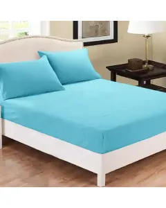 فيلدكريست طقم شرشف مطاط بتصميم سادة - 100% قطن - 220 خيط لكل انش مربع - كوين\مفرد ونص - 3 قطعة - تركواز متوفر في ذا سكاوت - عمّان، الأردن